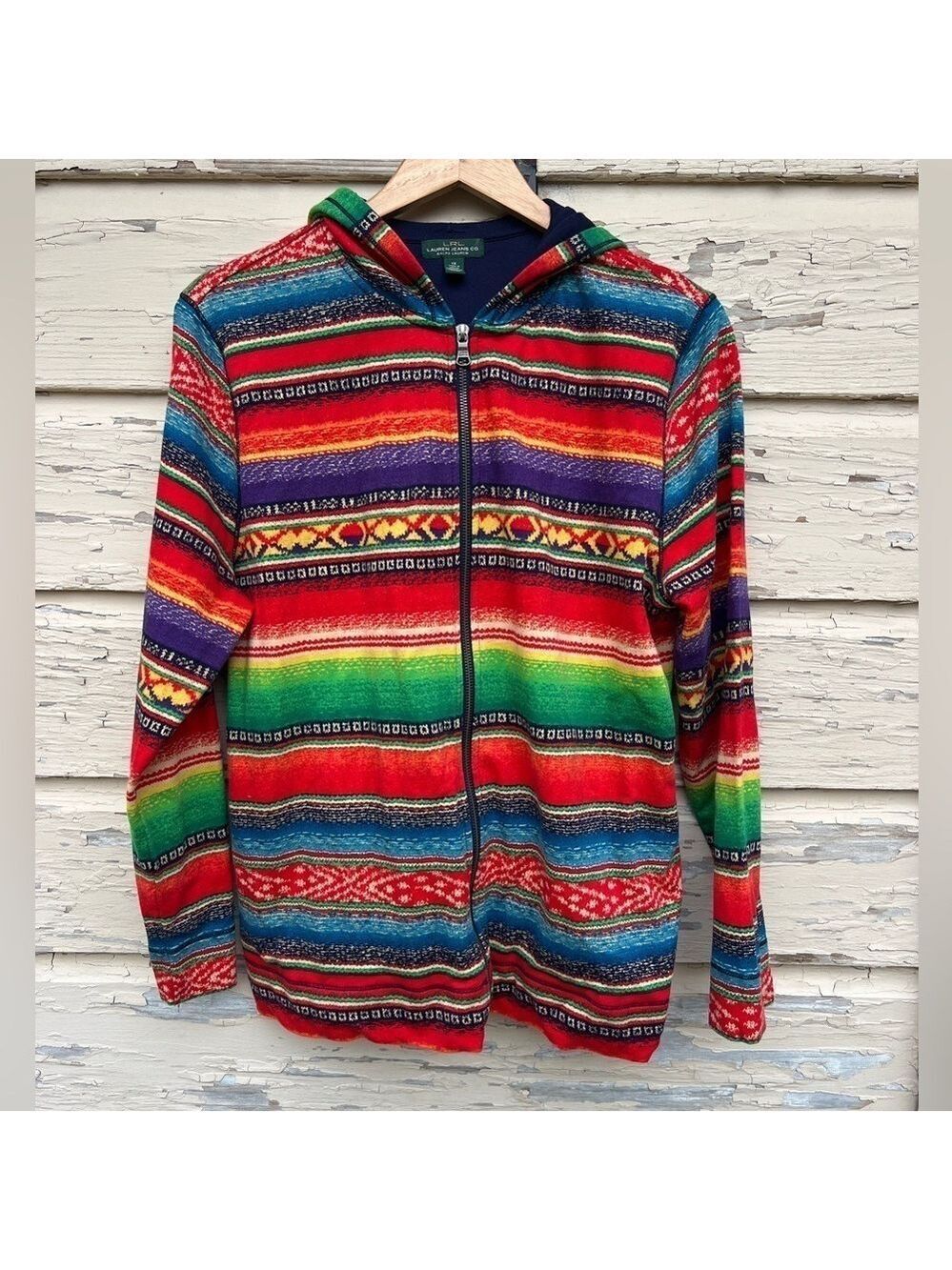 Vintage 90s Y2K Lauren Ralph Lauren Aztec Southwestern Full Zip Jacket Hoodie 1X